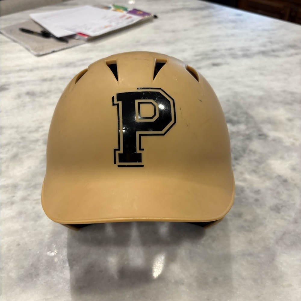 Gold baseball helmet
